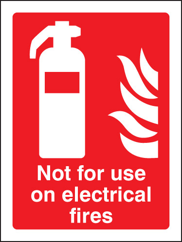 Safety Sign - Not for Use on Electrical Fires (Self-Adhesive Vinyl, 200x150mm)