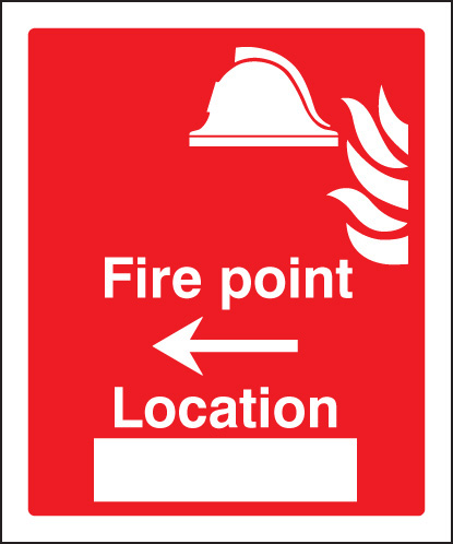 Fire Point Arrow Left Location Sign - Rigid Plastic 300x250mm