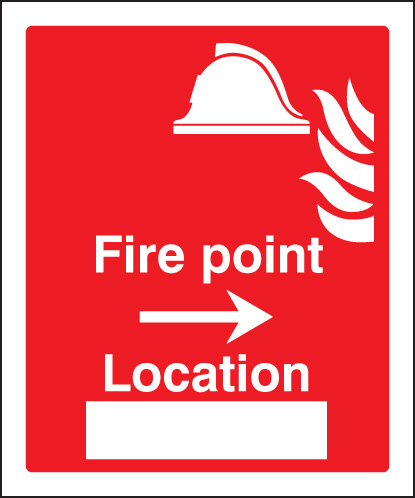 Fire Point Arrow Right Location Sign - 300x250mm