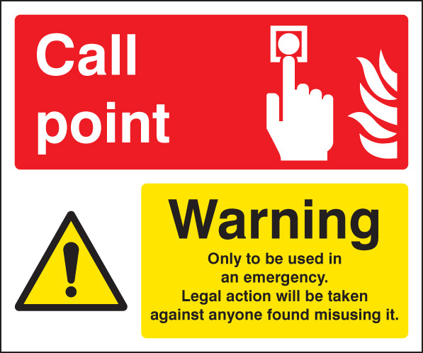 Emergency Fire Alarm Warning Sign - R/P 300x250mm