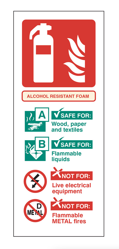 Alcohol Resistant Foam Extinguisher Identification Sign