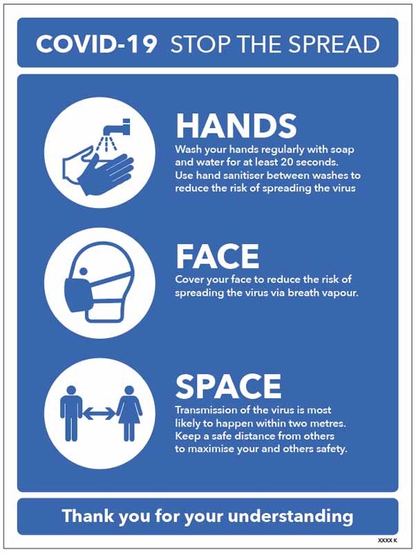 COVID-19: Stop the Spread - Hands, Face, Space Guidance