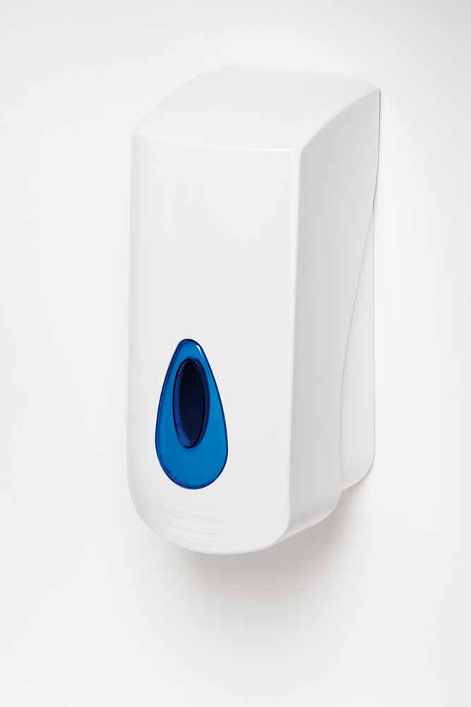 Refillable Soap Dispenser with Blue Tear Drop Design