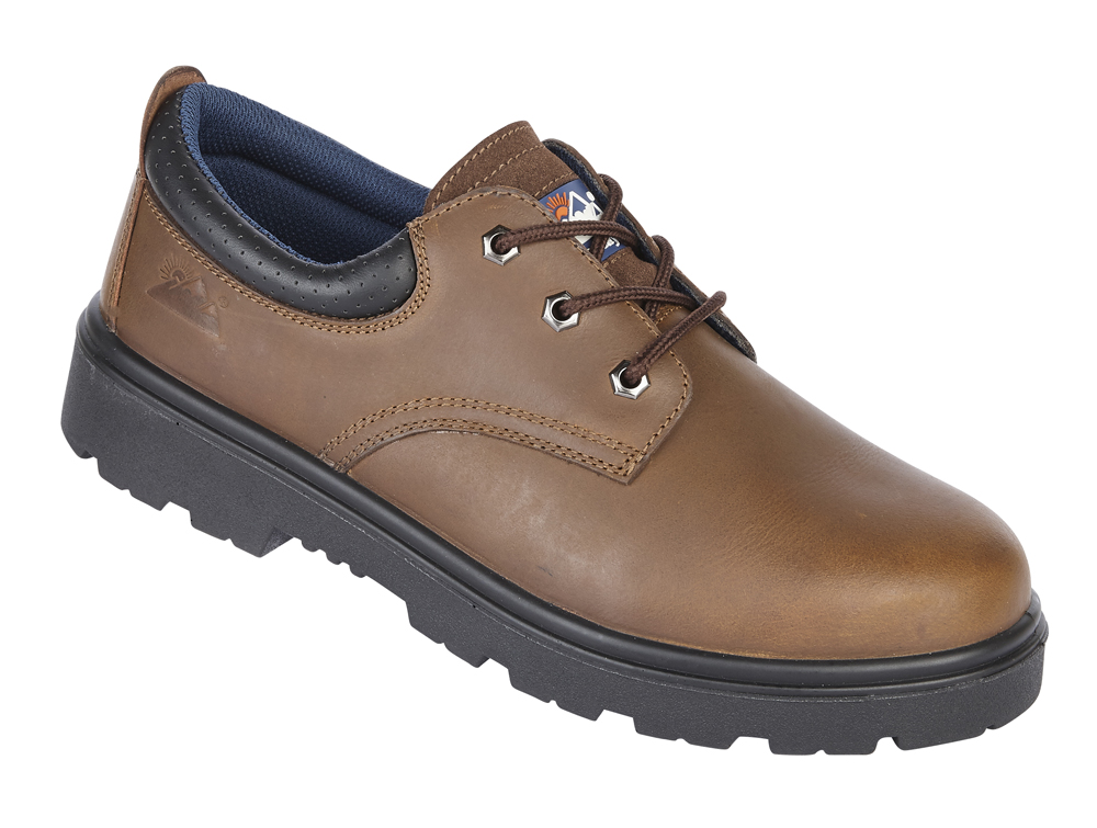 Brown Leather 3 Eyelet Safety Shoe