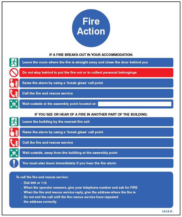 Emergency Fire Evacuation Notice with Communal Fire Alarm Strategy