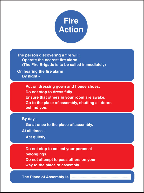 Fire Action Signage for Residential and Multi-Occupancy Buildings