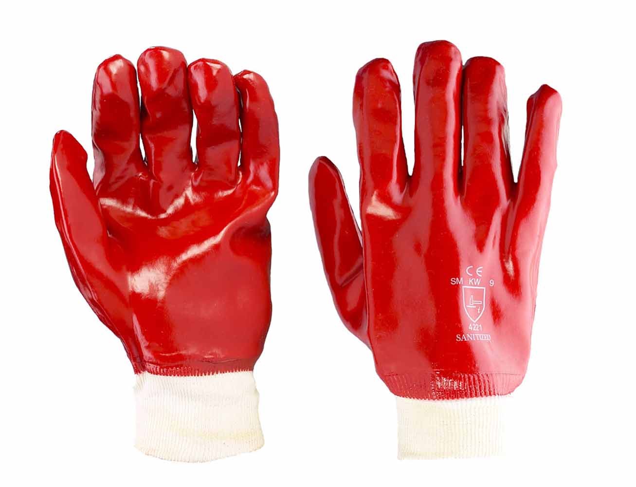 PVC Fully Coated Knitwrist Glove in Red