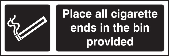 Cigarette Disposal Sign (White/Black)