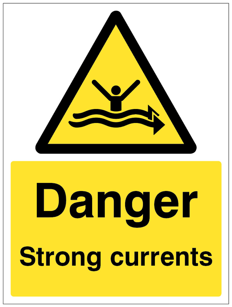 Danger: Strong Currents Safety Sign (400x300mm)