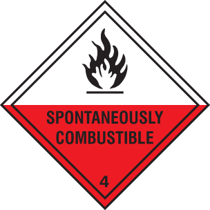 Spontaneously Combustible Safety Sign