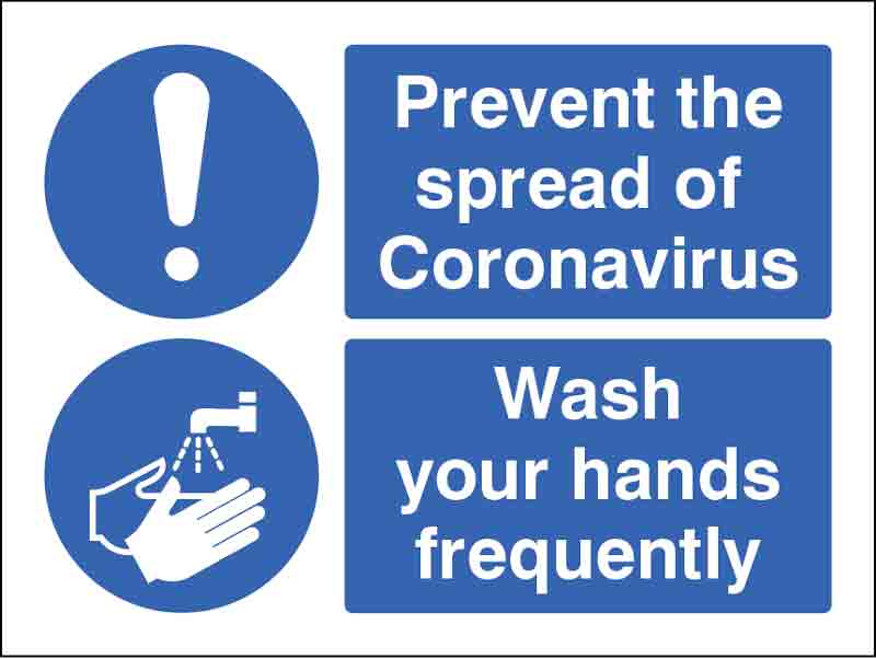 Prevent the Spread of Coronavirus: Wash Your Hands Frequently (Pack of 5 - 200x150mm SAV Labels)