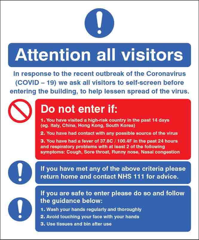 COVID-19 Awareness Sign: Important Safety Information for Visitors