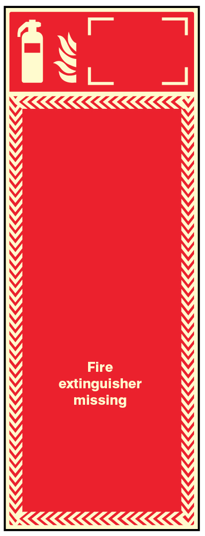 Fire Extinguisher Missing Board with ID Sign Option - 300x800mm - 3mm PVC Back
