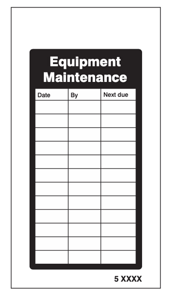 Equipment Maintenance Record Tags (Pack of 10) 80x150mm with Cable Ties