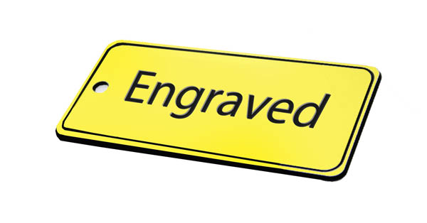 50x100mm Key Fob Rectangle - Black Text on Yellow