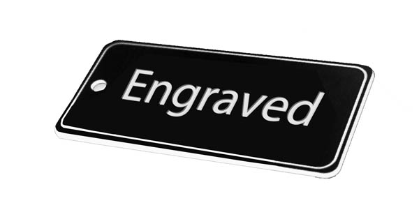 78x150mm Rectangle Key Fob - White Text on Black