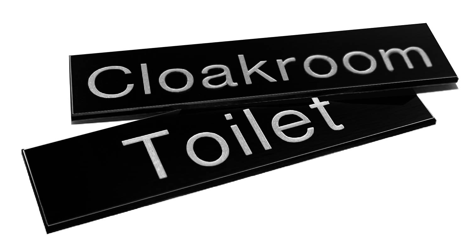 Engraved Sign with Adhesive Backing - 100x75mm, White Text on Black