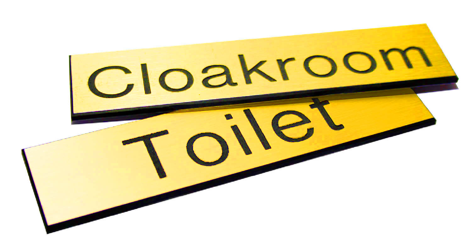Engraved Sign with Adhesive Backing - 140x35mm Black Text on Yellow