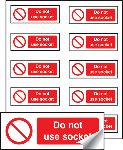 Self-Adhesive Vinyl Socket Labels - Pack of 10 (40x18mm)