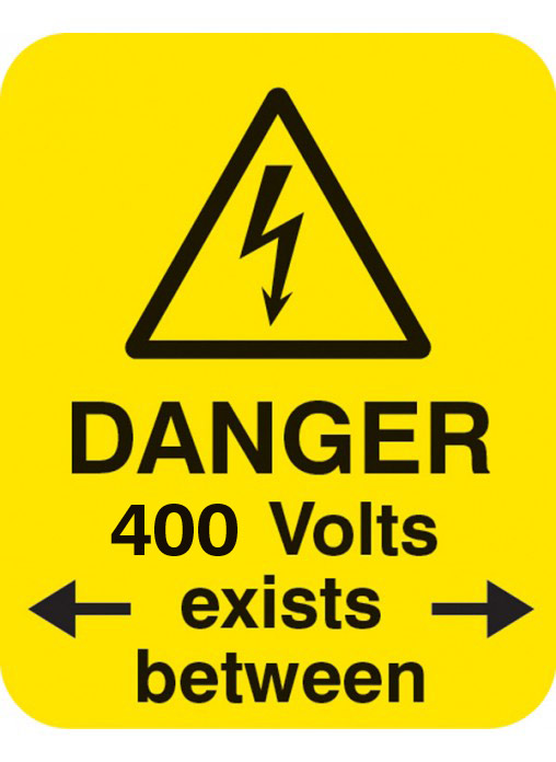 Danger: 415 Volts - Sheet of 25 Labels (40x50mm)