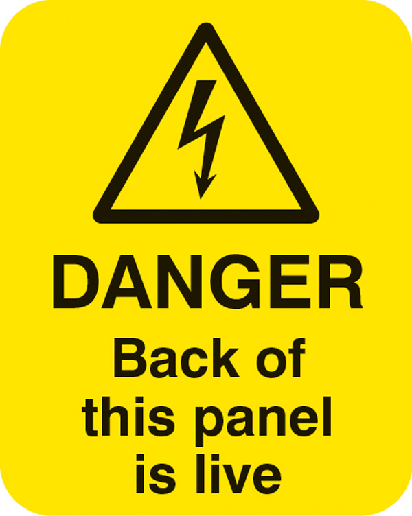 Danger: Live Panel - Pack of 25 Labels (40x50mm)