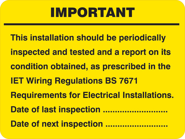 Periodic Inspection Labels - Sheet of 9 Labels, 100x75mm