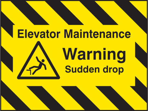 Elevator Maintenance Door Screen Sign - Warning of Sudden Drop 600x450mm