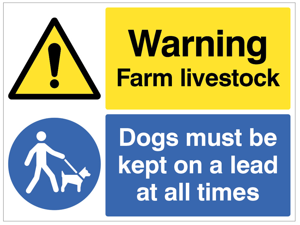 Warning: Farm Livestock - Dogs Must Be Kept on a Lead (R/P 600x450mm)