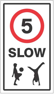 Slow 5mph Class R2 Permanent Traffic Sign - 400x700mm (3mm Aluminium Composite) with Channelling