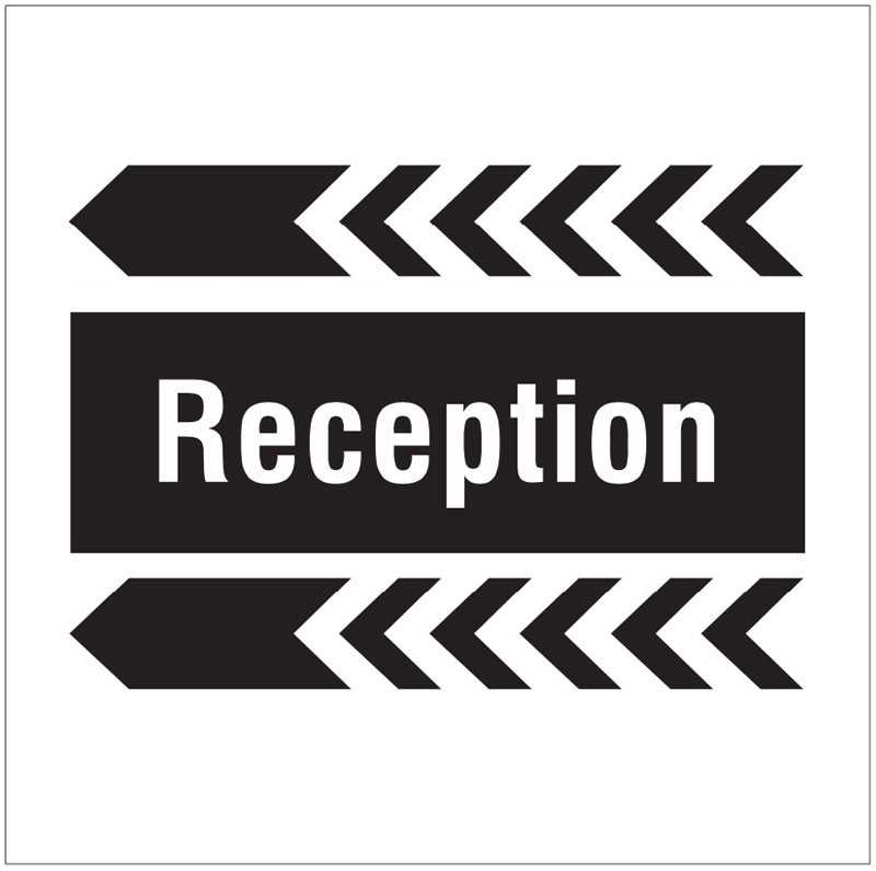 Reception Arrow Left Site Saver Sign 400x400mm