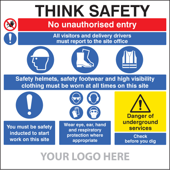 Site Safety Board - Multi-Message Underground Services Builder Signs 1220x1220mm