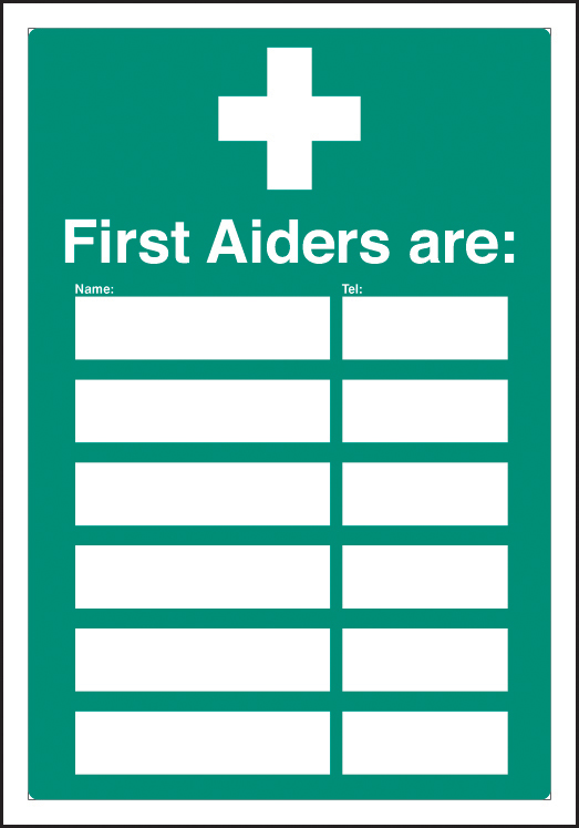 Adapt-a-Sign for First Aiders (Space for 6) - 215 x 310mm