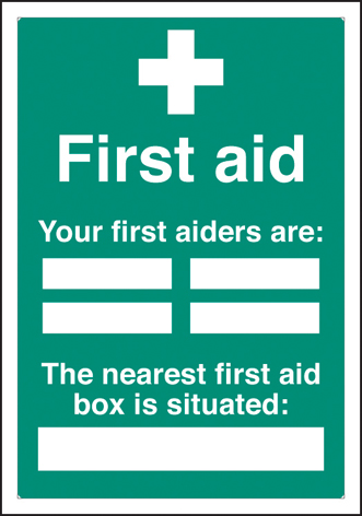 First Aiders: Nearest First Aid Box Sign - Adapt-a-Sign 215x310mm