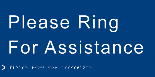 Braille Assistance Sign - 300 x 150 mm