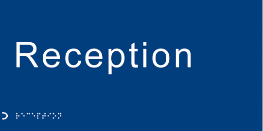 Braille Reception Sign - 300 x 150 mm