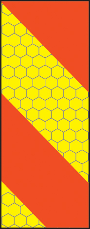 ECE70 Vehicle Marking Plate - 140x300mm Right Hand Vertical Chevron