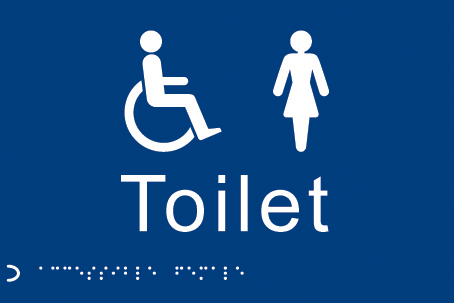 Braille Toilet Sign for Ladies/Disabled - 225x150mm