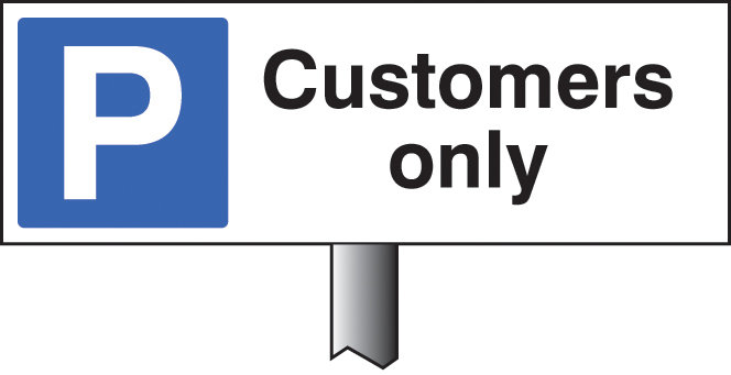 Parking Customers Only Verge Sign - 450x150mm (Post 800mm)