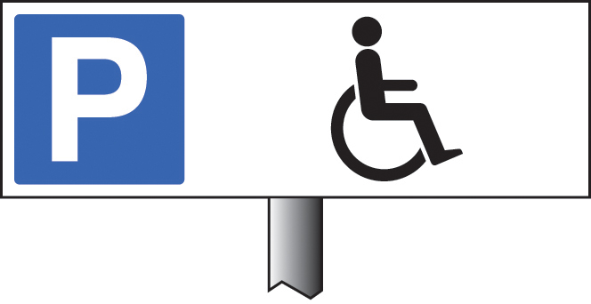 Disabled Parking Symbol Verge Sign 450x150mm (Post 800mm)