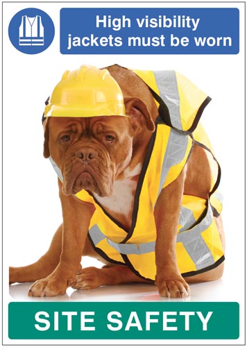 High Visibility Jackets Must Be Worn - Dog Safety Poster 420x594mm Synthetic Paper