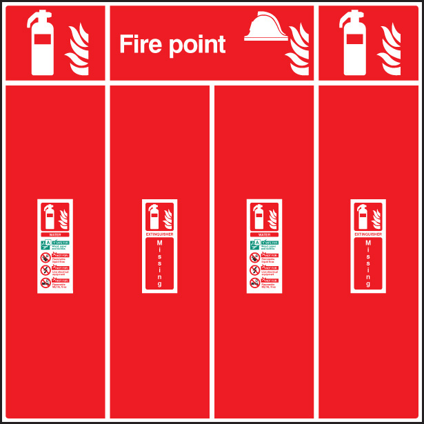 Double Fire Extinguisher Location Board - 900x900mm