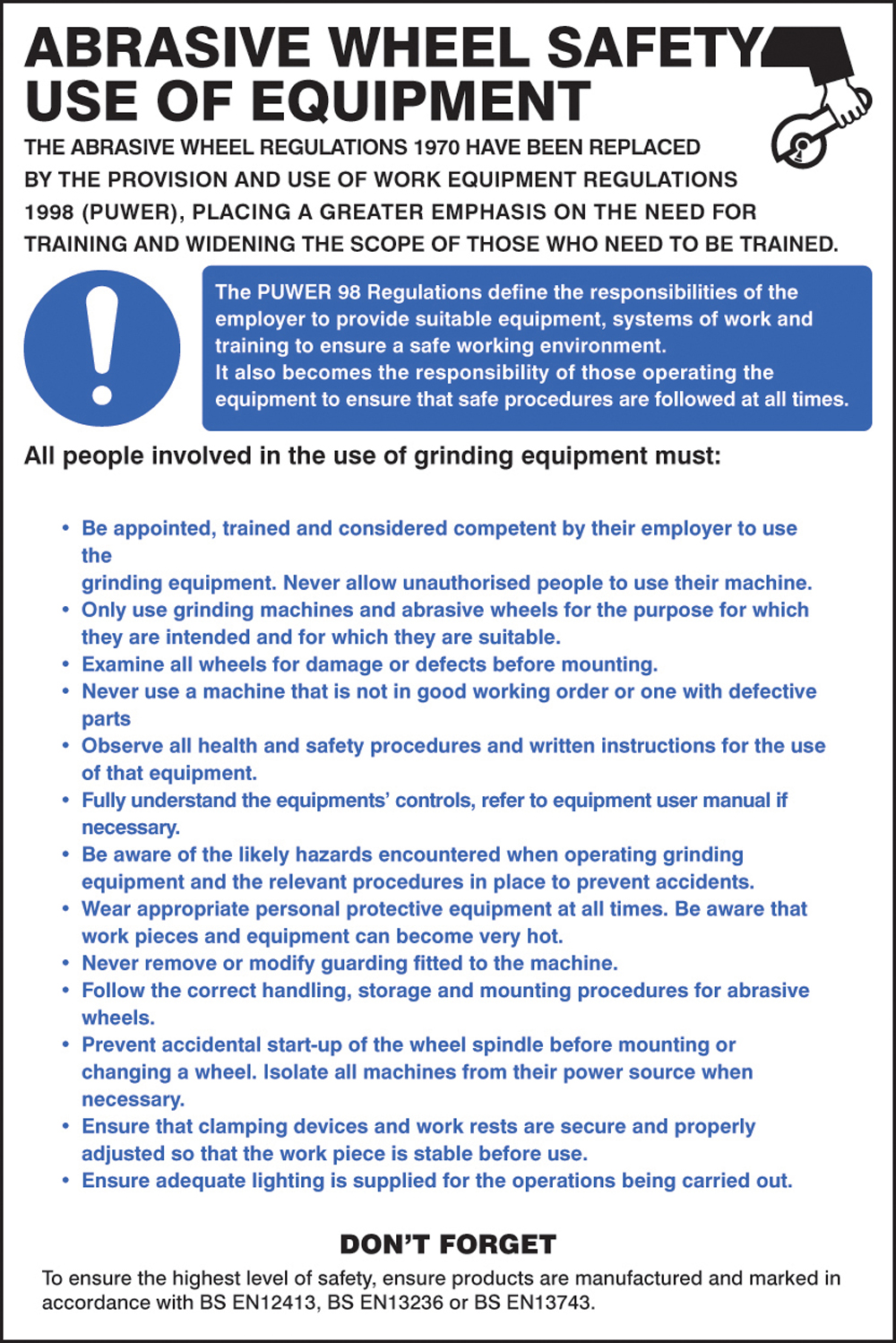 Abrasive Wheel Regulations Poster