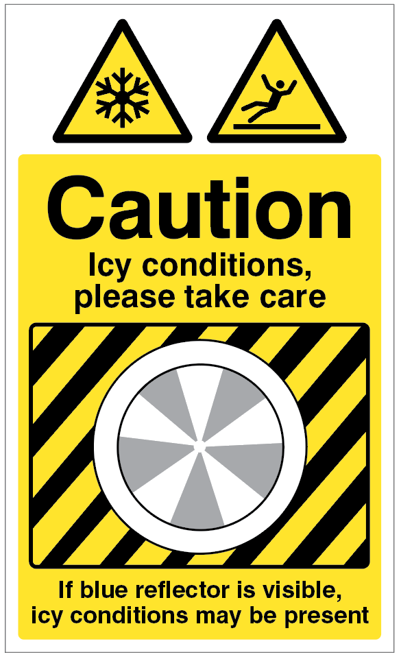 Ice Detector Sign 300x500mm (3mm Aluminium Composite with Channelling) - Icy Conditions