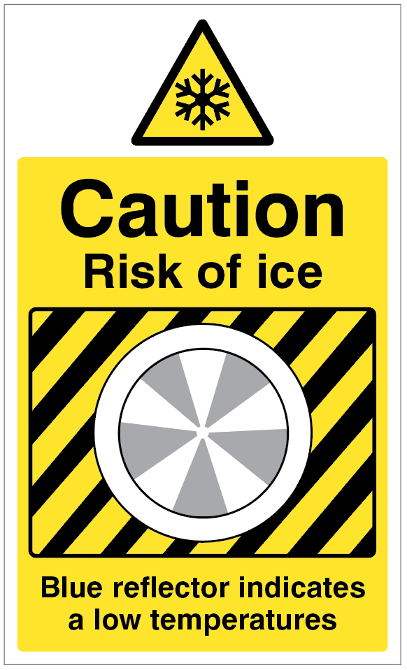 Ice Detector Sign 300x500mm (3mm Aluminium Composite with Channelling) - Risk of Ice