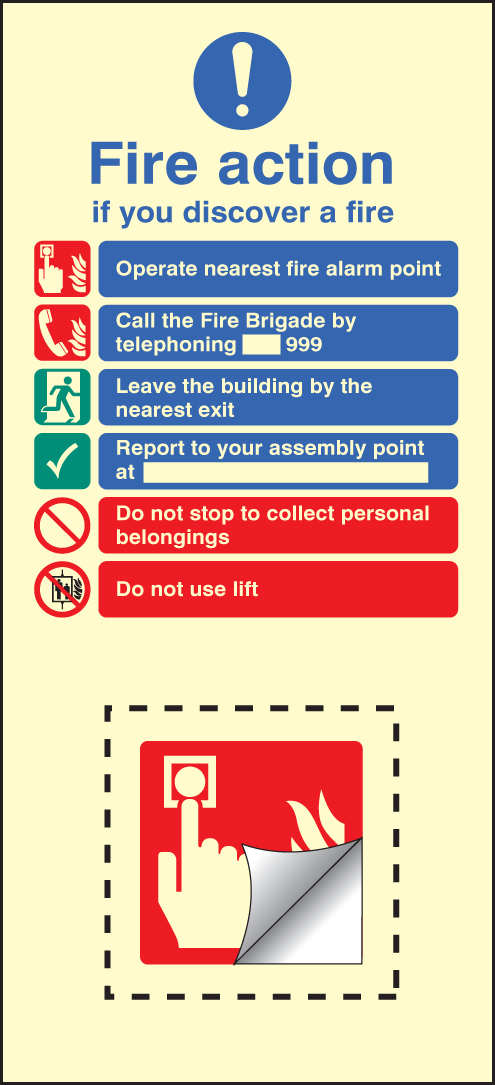 Call Point Fire Action Set - 150 x 330 mm