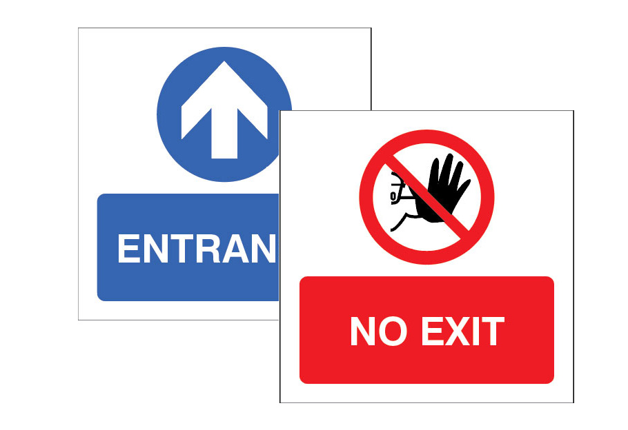 Double-Sided Entrance/No Exit Window Sticker 150x150mm