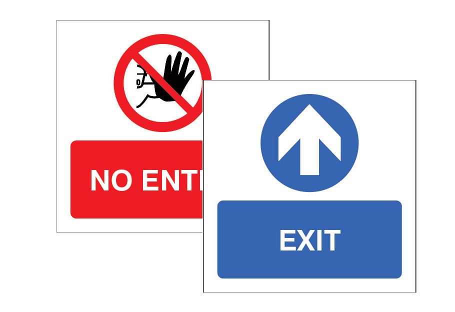 Double-Sided 'Exit / No Entry' Self-Adhesive Window Sticker 150x150mm