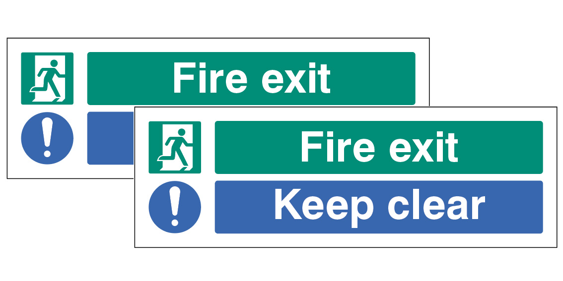 Fire Exit Keep Clear Double-Sided Self-Adhesive Window Sticker 300x100mm