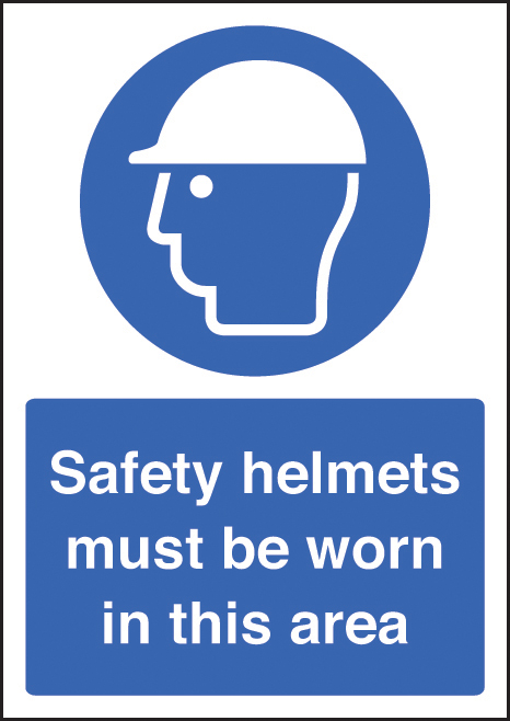 Safety Helmet Must Be Worn - A4 Sign
