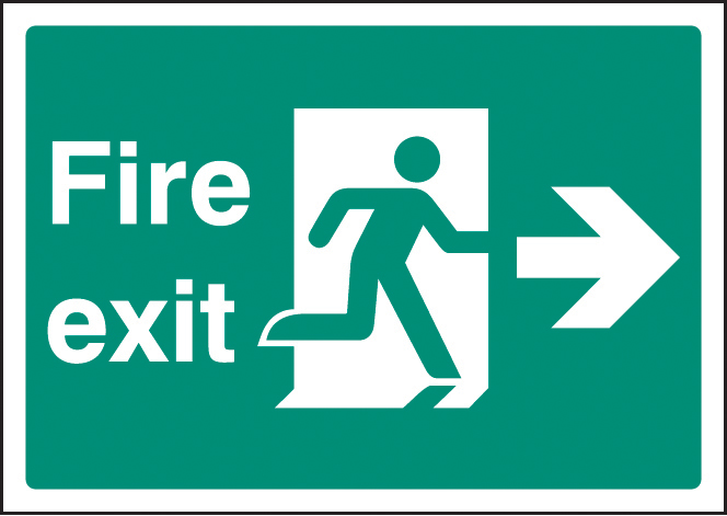 Fire Exit Right - A4 Safety Sign
